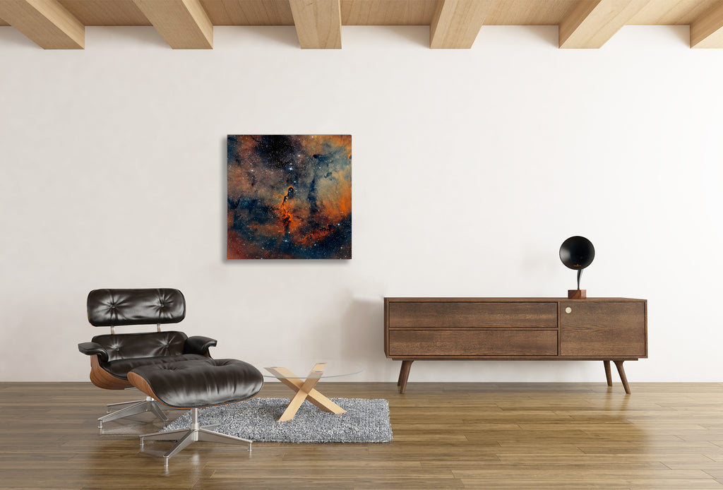 Elephant's Trunk IC 1396 astrophotography fine art print space wall art displayed in modern interior space decor