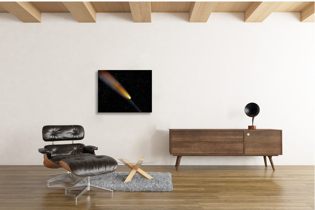 Comet C/2023 A3 Tsuchinshan-ATLAS fine art astrophotography print displayed in modern interior 