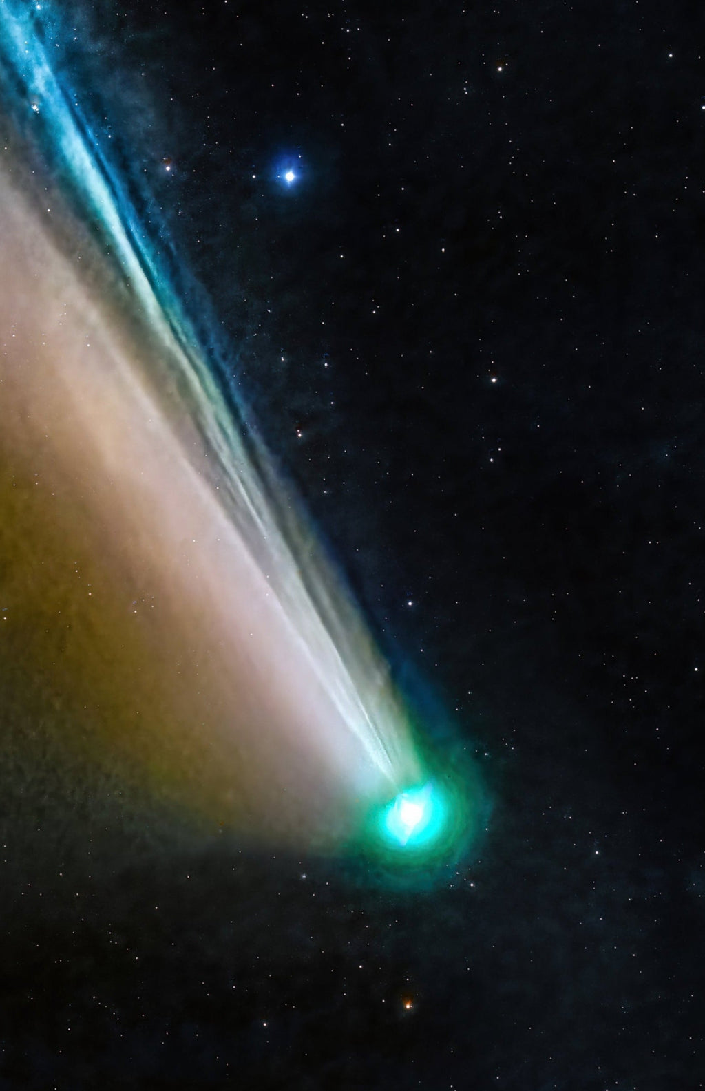Comet NEOWISE fine art astrophotography print showing luminous dust tail at dusk twilight sky