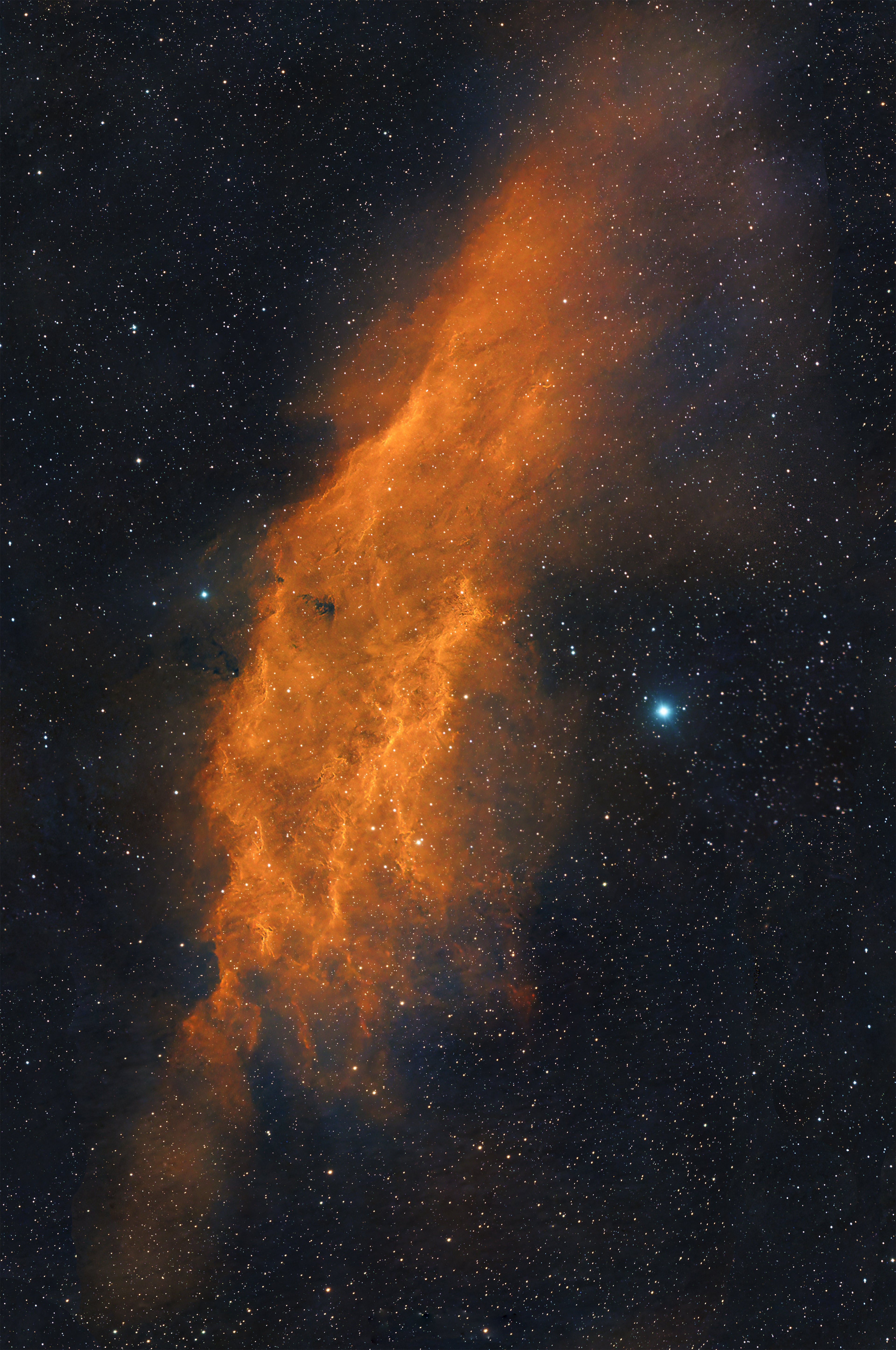 Fires of Perseus California Nebula NGC 1499 fine art astrophotography print showing fire-like nebula in Perseus