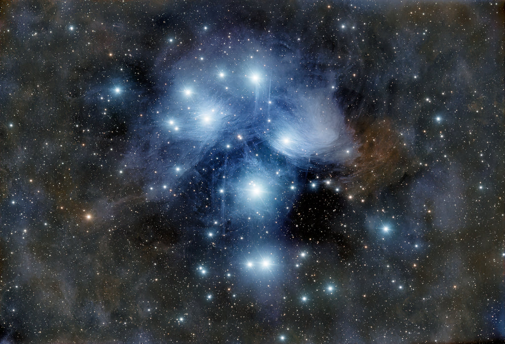 Pleiades star cluster Seven Sisters fine art astrophotography print reflection nebula Taurus