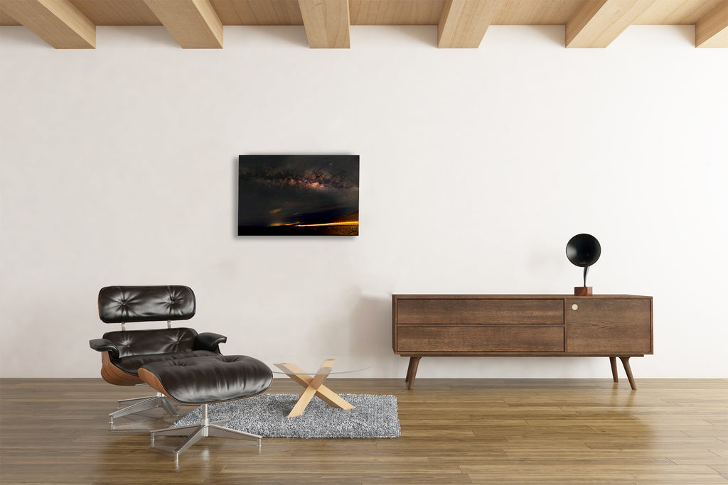 Milky Way astrophotography wall art print displayed in modern interior Mauna Kea fine art print